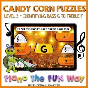 A puzzle-based note recognition activity.