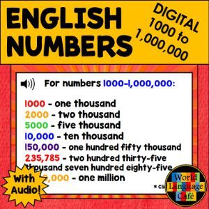 6-8 english numbers - Boom Cards