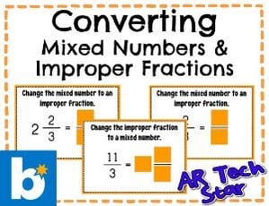 Converting Mixed Number and Improper Fractions - Boom Cards
