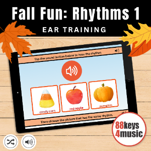 Rhythm and ear training with quarter and eighth notes.