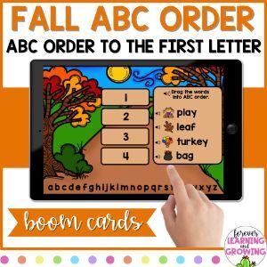 Alphabetizing practice with a fall theme.