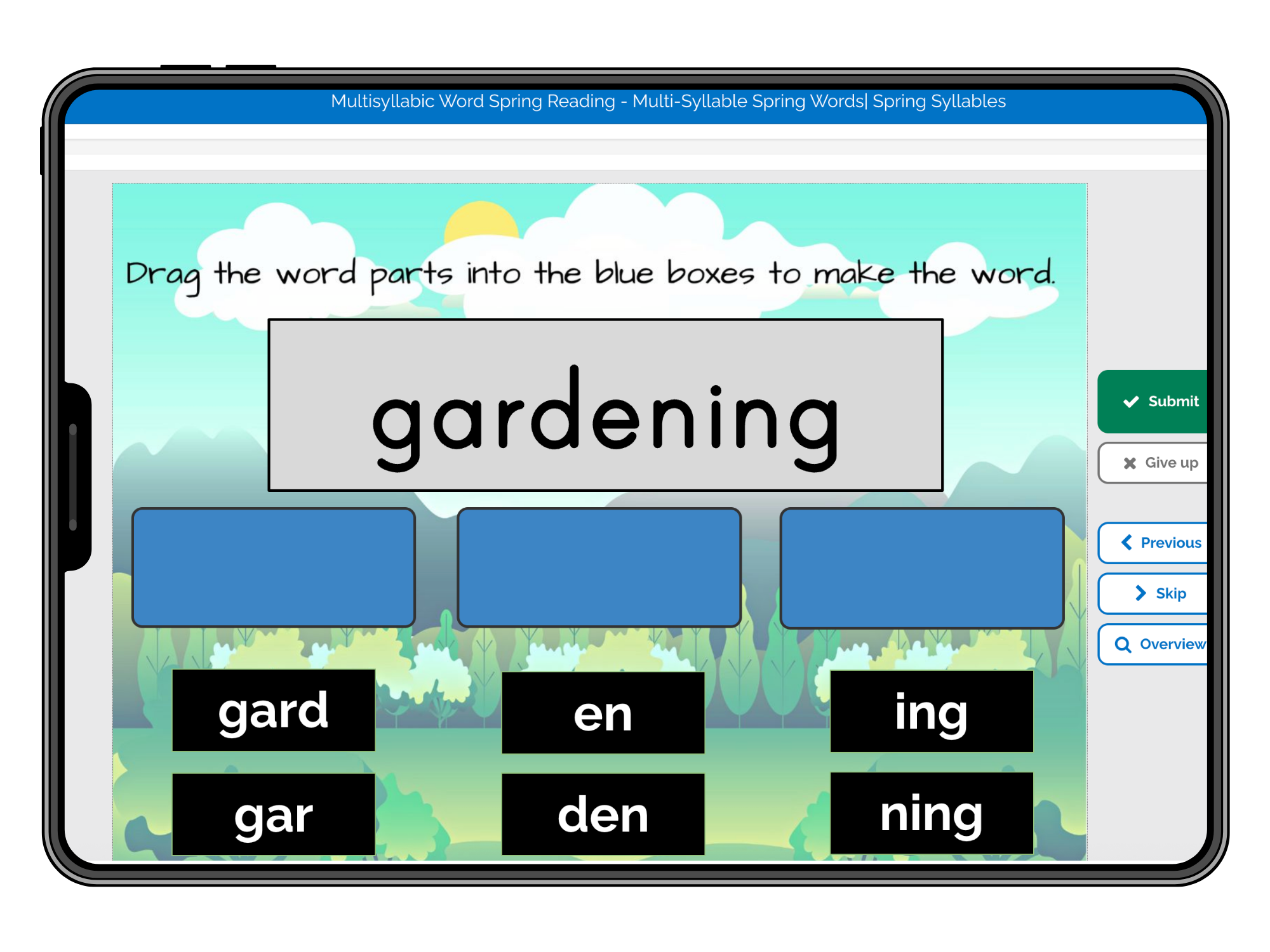 Multi-Syllabic Word Spring Reading