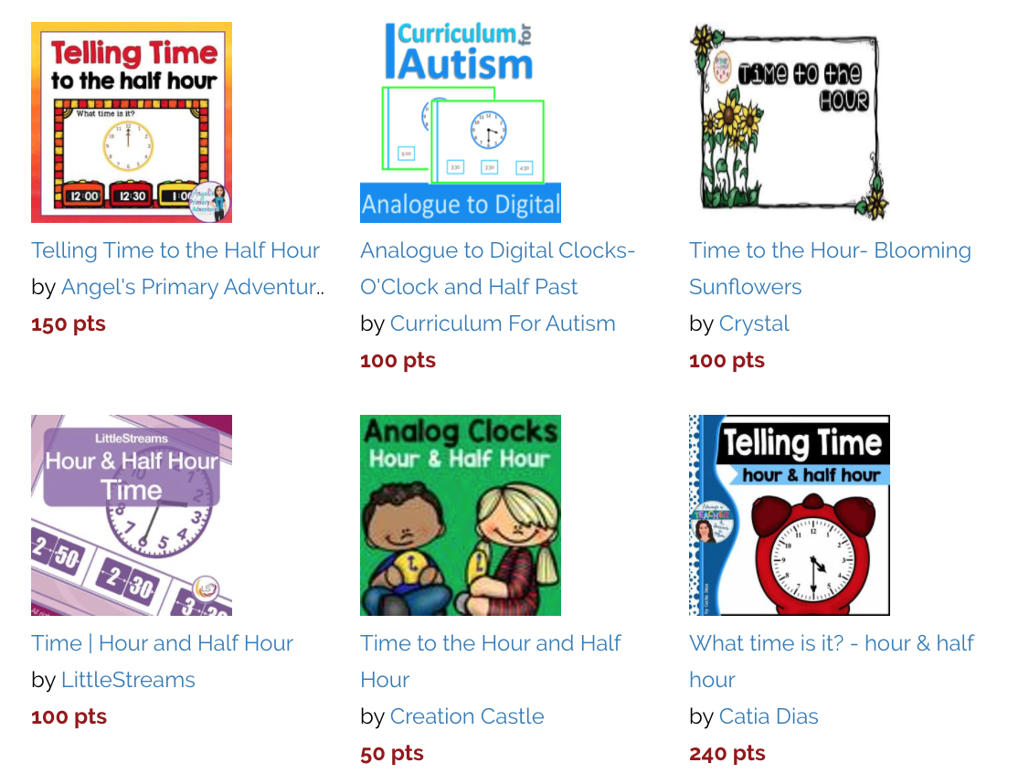 Teaching Time: First through Fourth Grade Materials